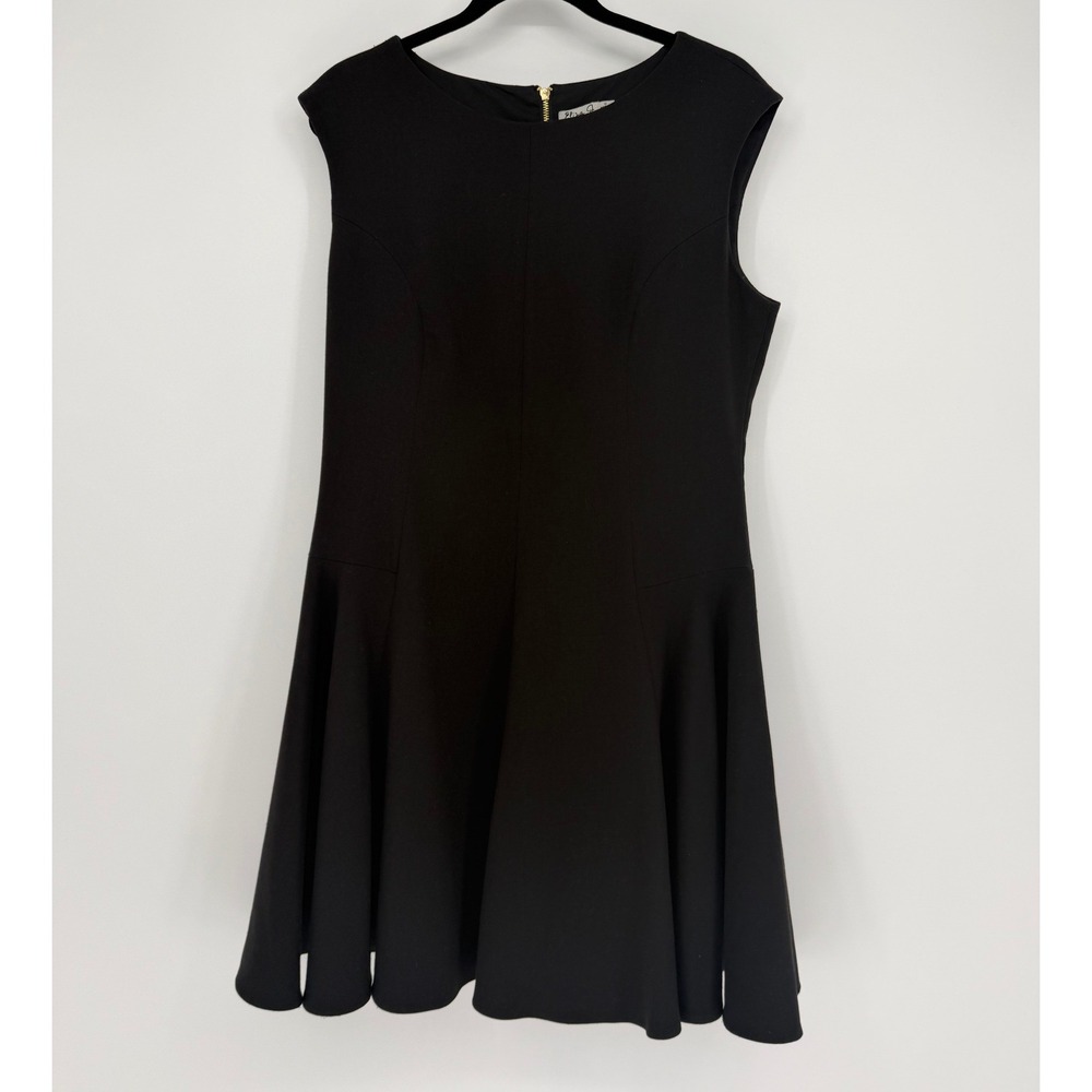 Eliza J Womens Black Sleeveless Fit and Flare Drop Waist Flounce Dress Size 14
